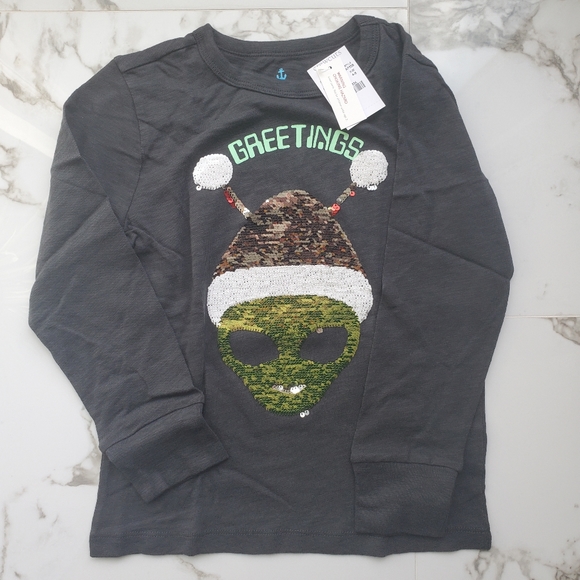 BNWT Flip Sequin Alien Long Sleeve Shirt - Picture 2 of 3